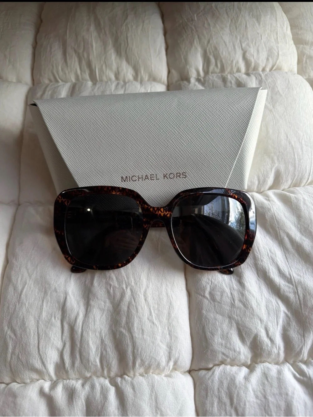Michael Kors Women's Tortoiseshell Square Sunglasses - Dark Brown Lenses